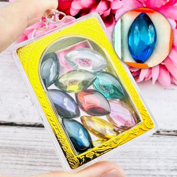 Crystal Set 9pcs Naga Eye Leklai Healing Diamond Wealth Nakee Thai Amulet #18177